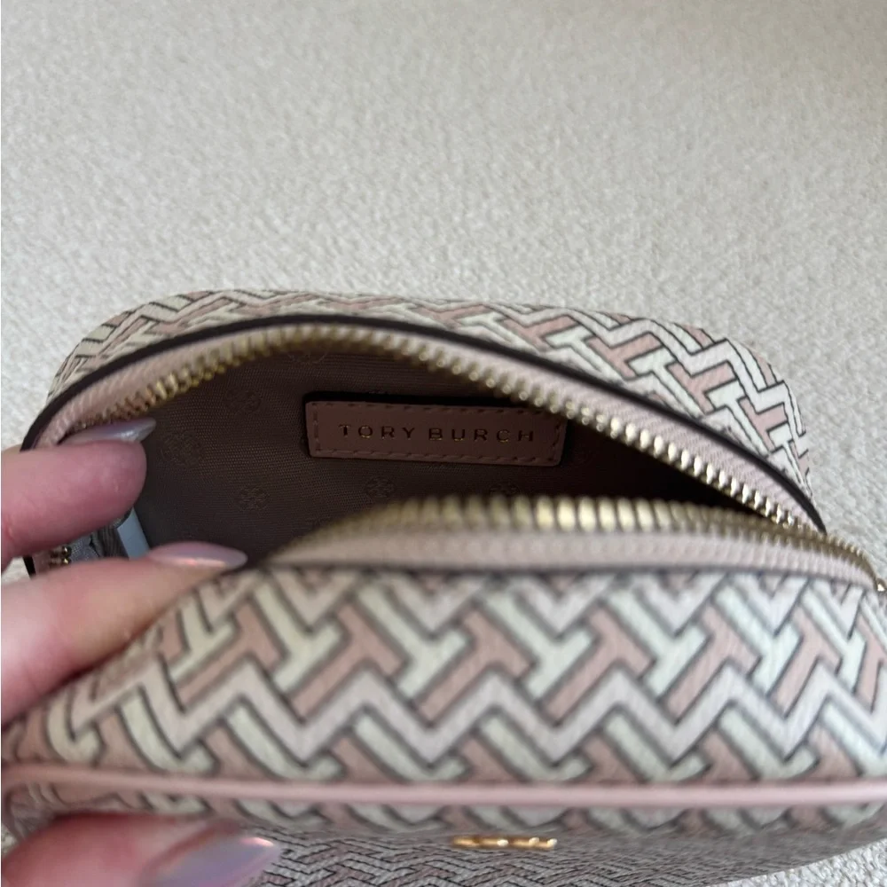 Tory Burch Black and Cream Geometric Cosmetic Case